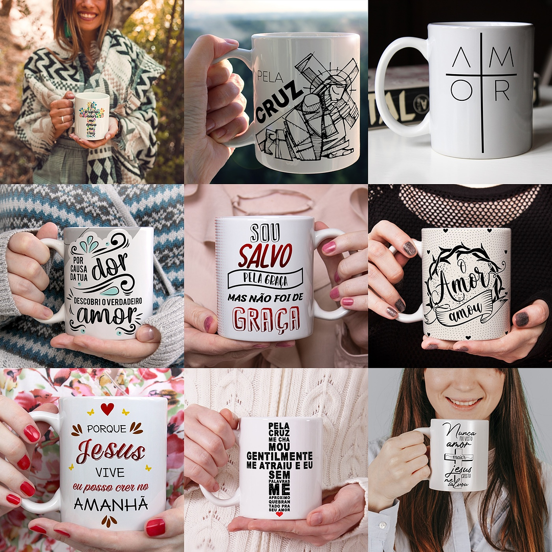 100 Artes para Sublimação Gospel Caneca, Camisa, Almofadas Editável em Corel Draw 1