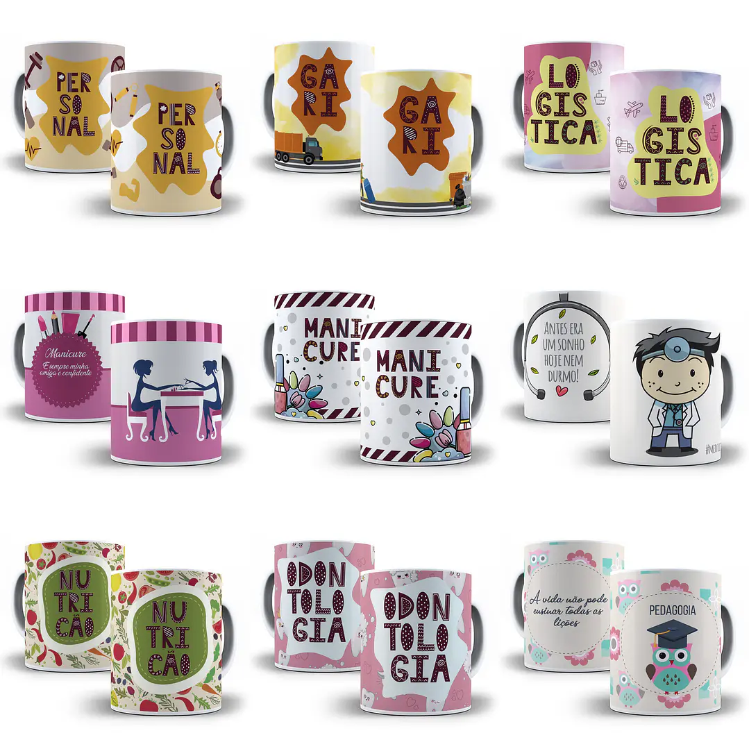 100 Artes para Caneca Profissões Sublimação Editável em Corel Draw 5