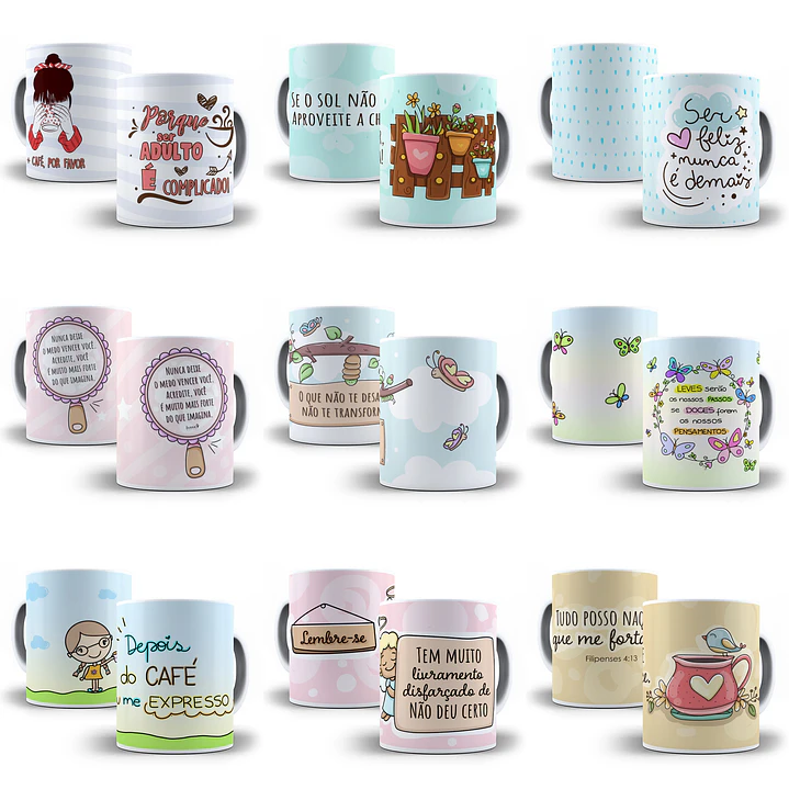 140 Artes para Caneca Temas Variados Sublimação Arquivo em Jpge/Png 3