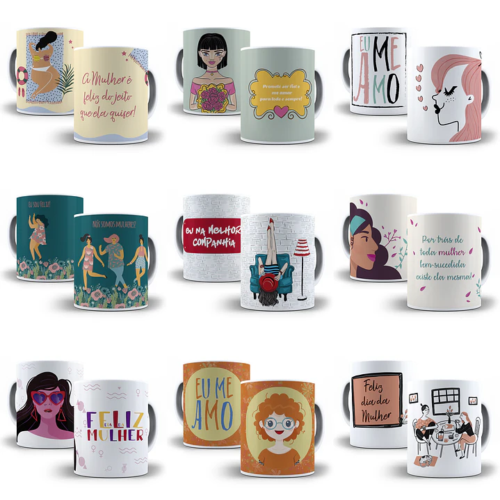148 Artes para Caneca Dia da Mulher Sublimação Arquivo em Jpge/Png 1