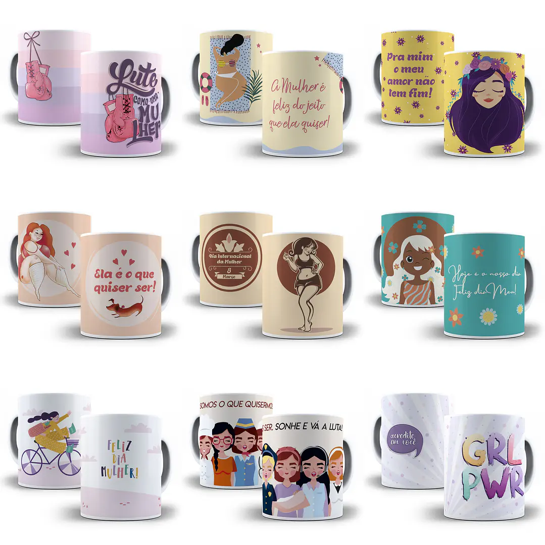 148 Artes para Caneca Dia da Mulher Sublimação Arquivo em Jpge/Png 2