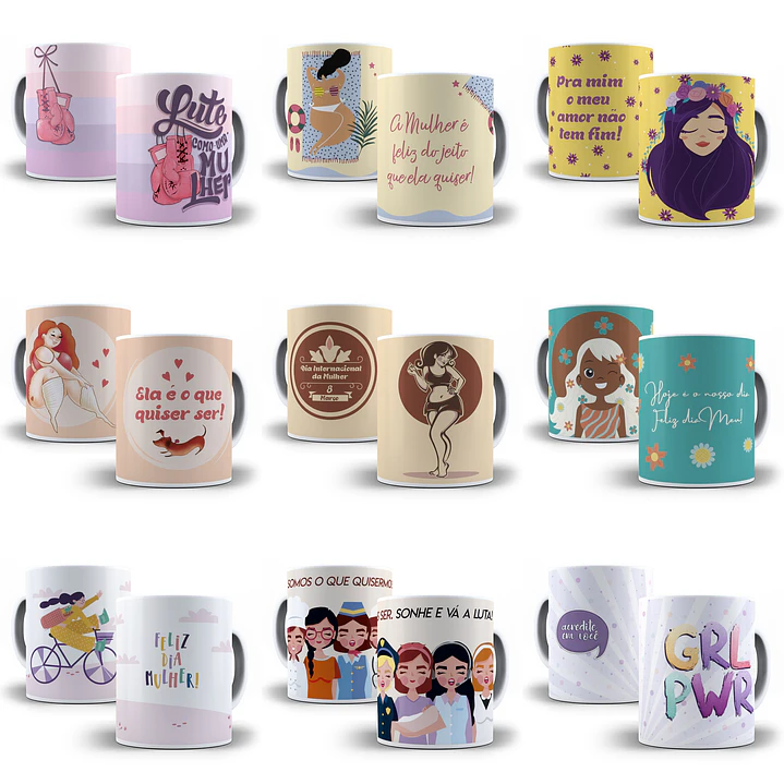 148 Artes para Caneca Dia da Mulher Sublimação Arquivo em Jpge/Png 2