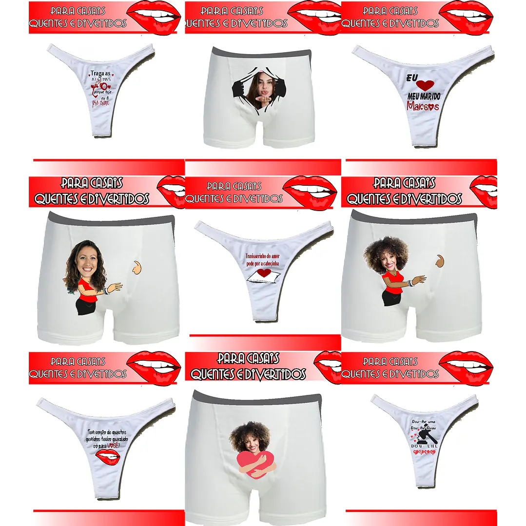 14 Artes para Calcinha Cueca Sublimação Namorados Editável em Corel Draw 1