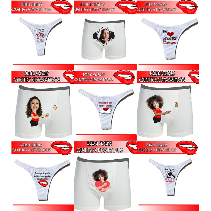 14 Artes para Calcinha Cueca Sublimação Namorados Editável em Corel Draw 1
