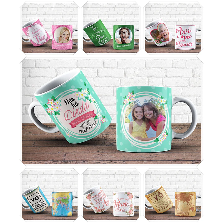 47 Artes para Caneca Familia Editável em Corel Draw 1