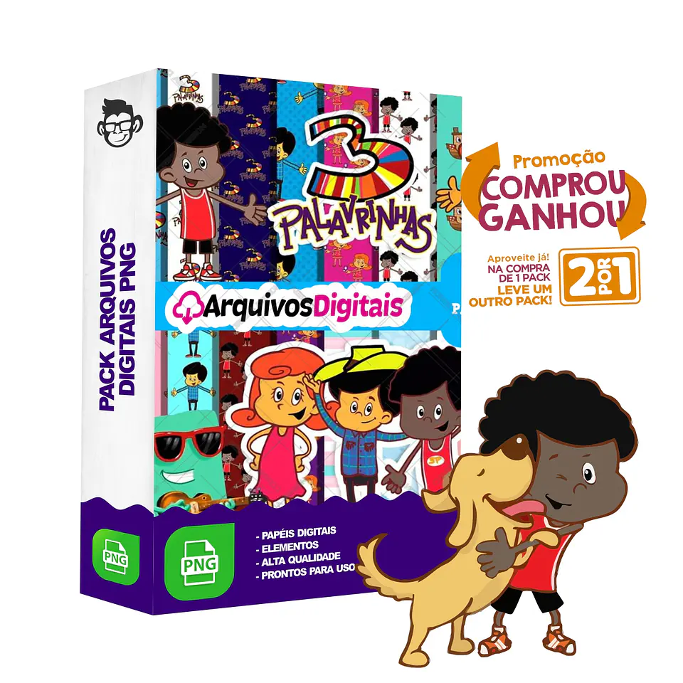 Kit Digital 3 Palavrinhas sem fundo Png 1