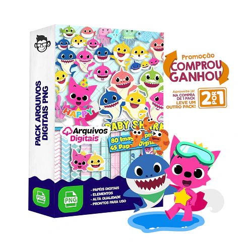 Kit Digital Baby Shark sem fundo Png