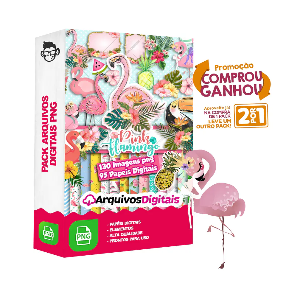 Kit Digital Flamingo sem fundo Png 1