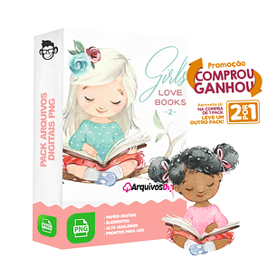Kit Digital Girls Love Book sem fundo Png