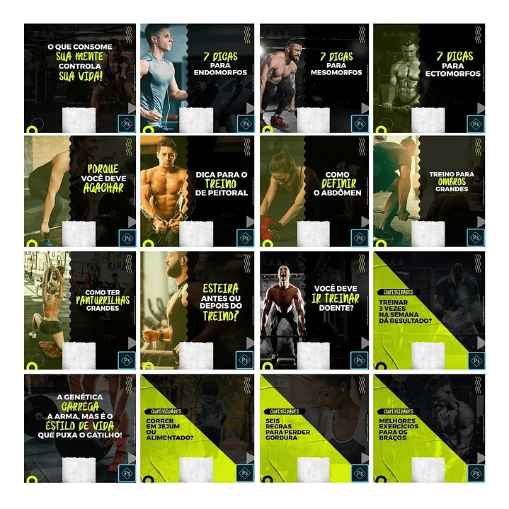 50 Artes Mídias Sociais Academia Editáveis Photoshop 1