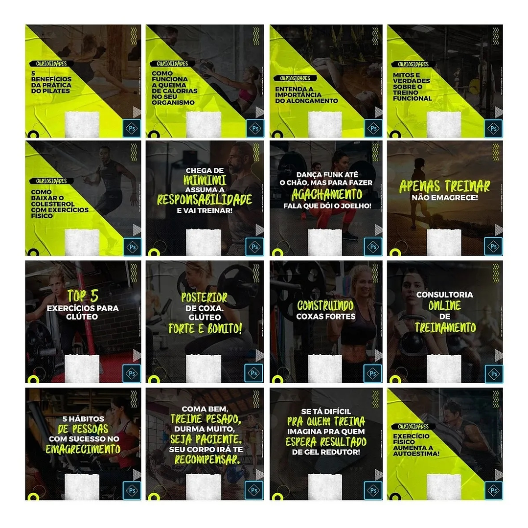 50 Artes Mídias Sociais Academia Editáveis Photoshop 2