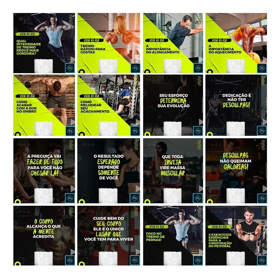 50 Artes Mídias Sociais Academia Editáveis Photoshop 3