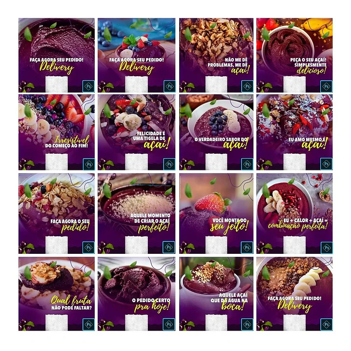 50 Artes Mídias Sociais Açaí Editavéis Photoshop 3