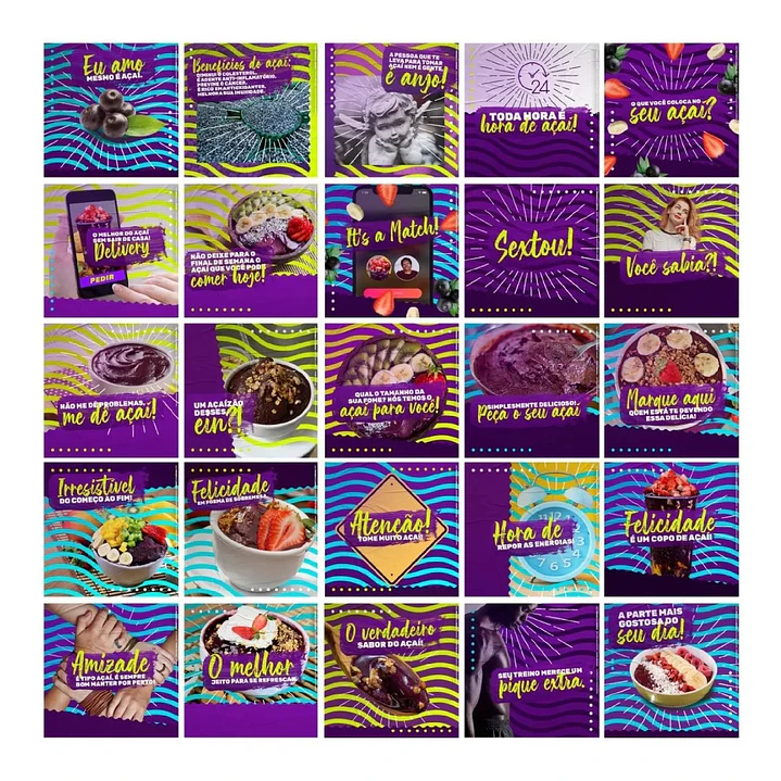 130 Artes Mídias Sociais Açaí Editáveis Photoshop 2