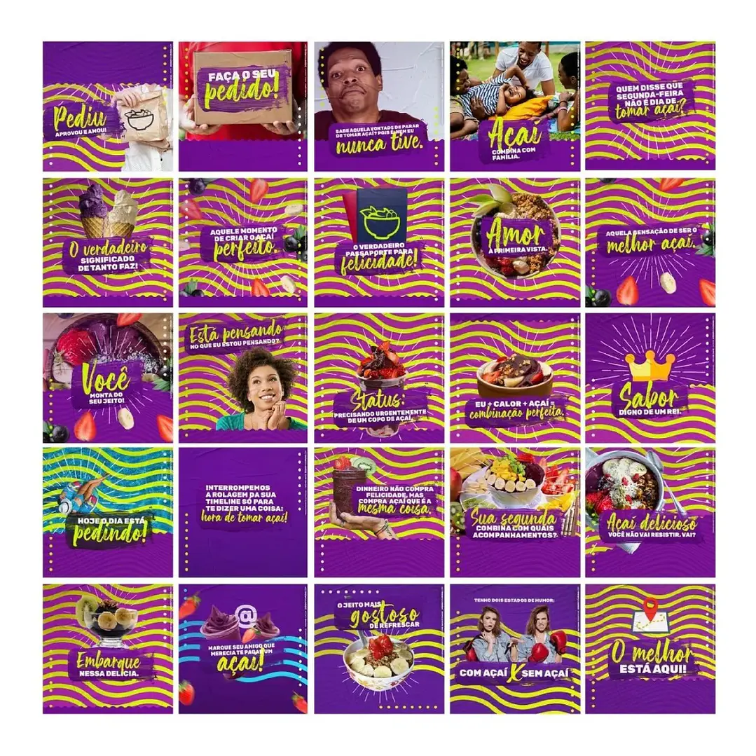 130 Artes Mídias Sociais Açaí Editáveis Photoshop 3