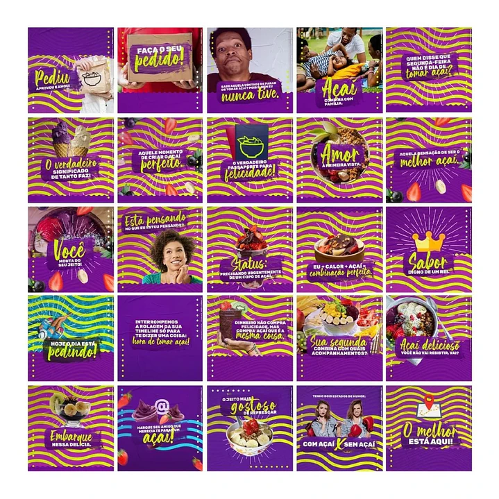 130 Artes Mídias Sociais Açaí Editáveis Photoshop 3