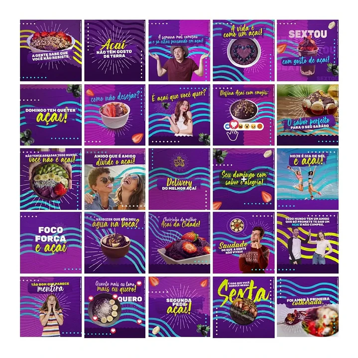 130 Artes Mídias Sociais Açaí Editáveis Photoshop 5