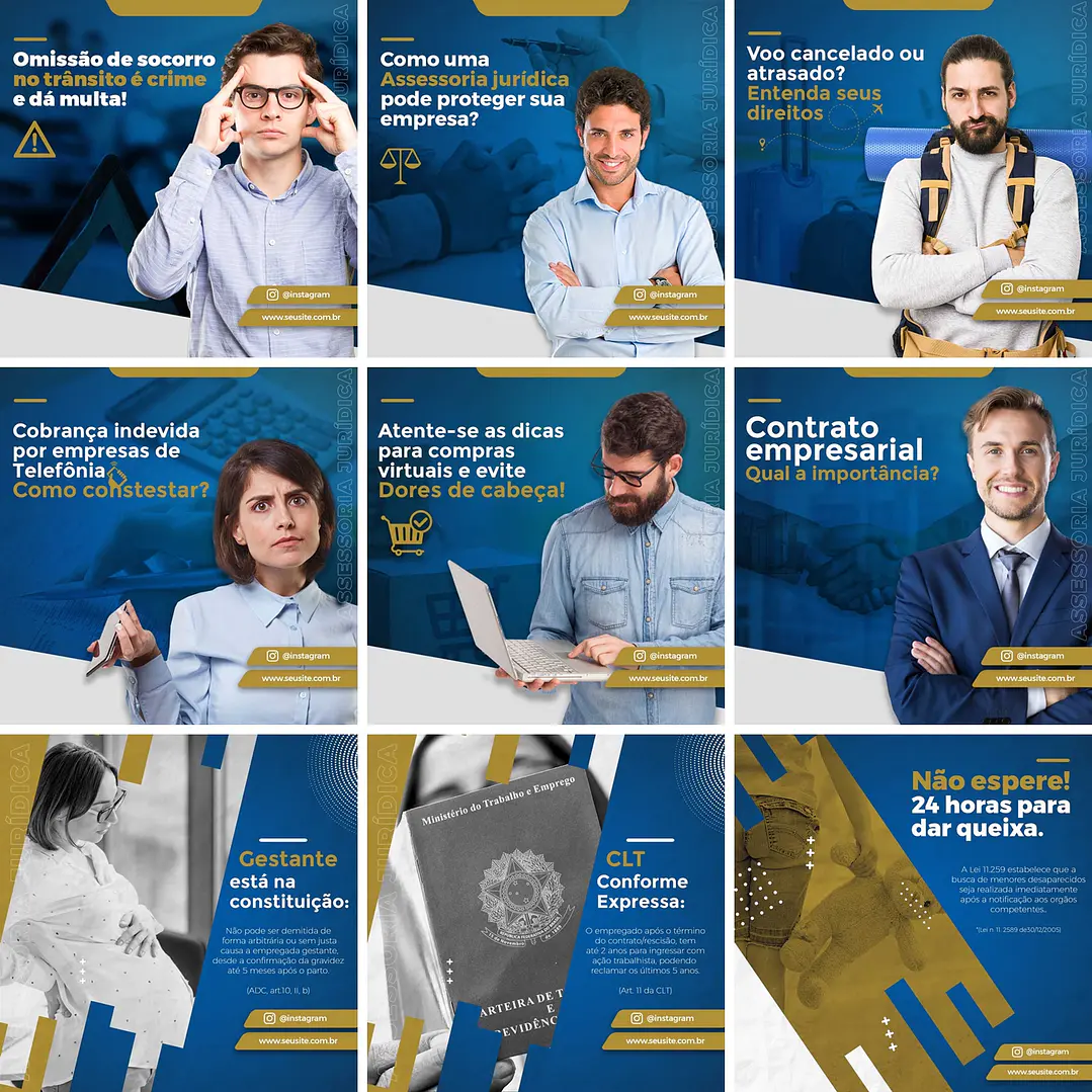 20 Artes Mídias Sociais Advogados Editáveis Photoshop 1