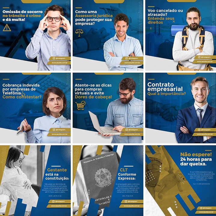 20 Artes Mídias Sociais Advogados Editáveis Photoshop 1