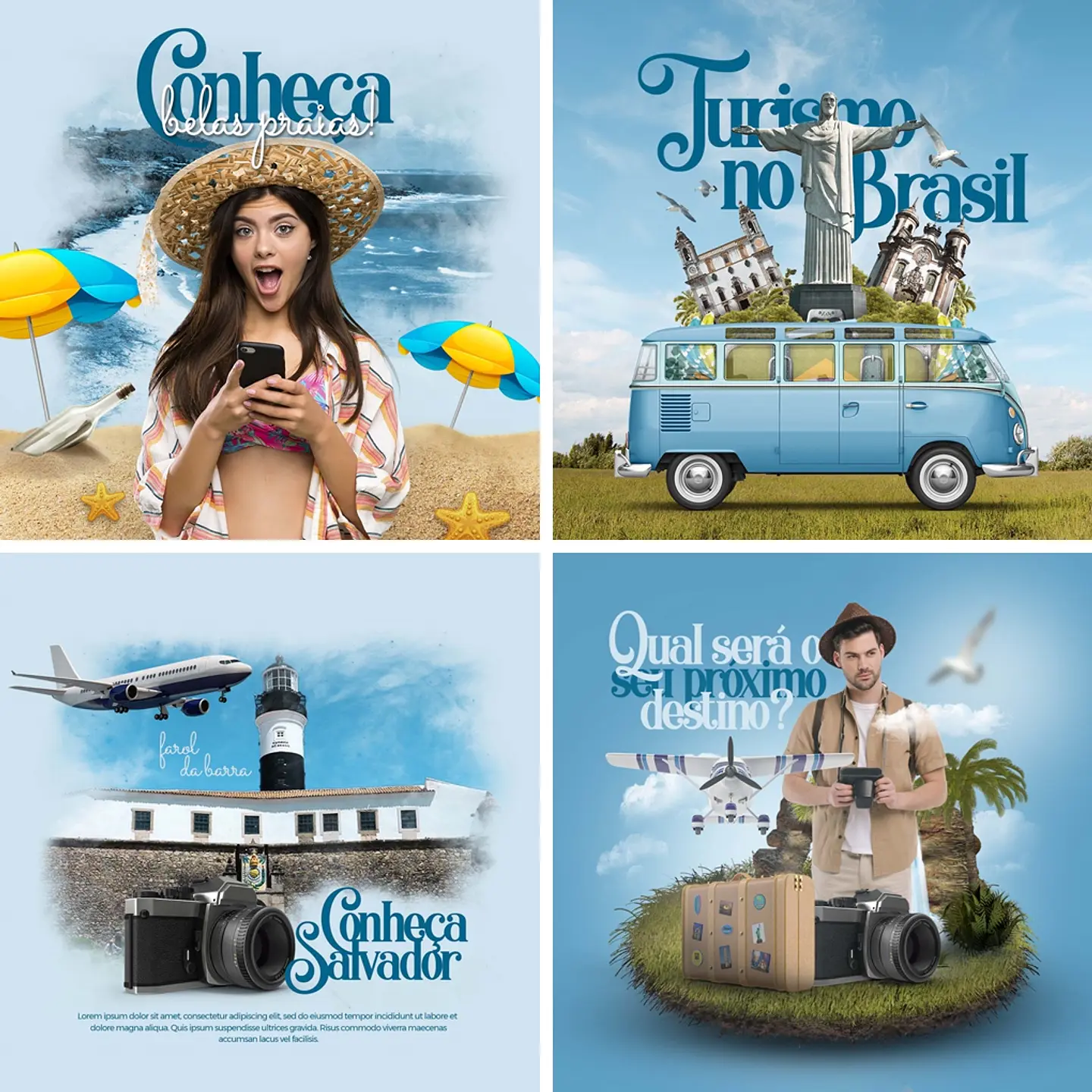 10 Artes Mídias Sociais Agência de Viagens Turismo Editáveis Photoshop 2