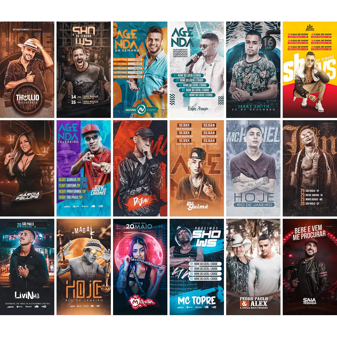 40 Artes Mídias Sociais Agendas Festa Eventos Show Editáveis Photoshop 2