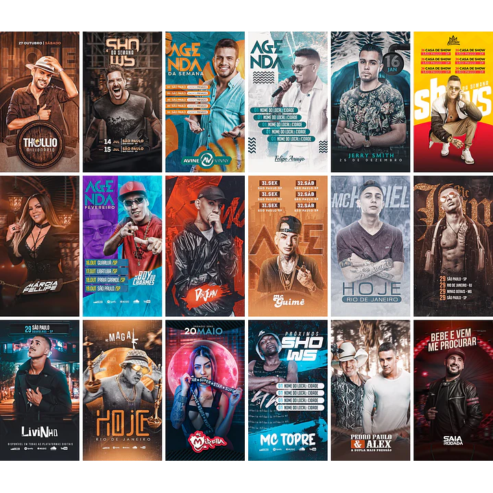 40 Artes Mídias Sociais Agendas Festa Eventos Show Editáveis Photoshop 2