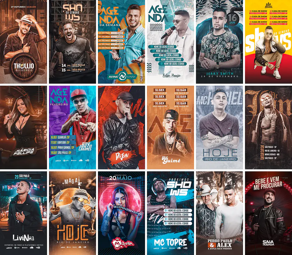 40 Artes Mídias Sociais Agendas Festa Eventos Show Editáveis Photoshop 2