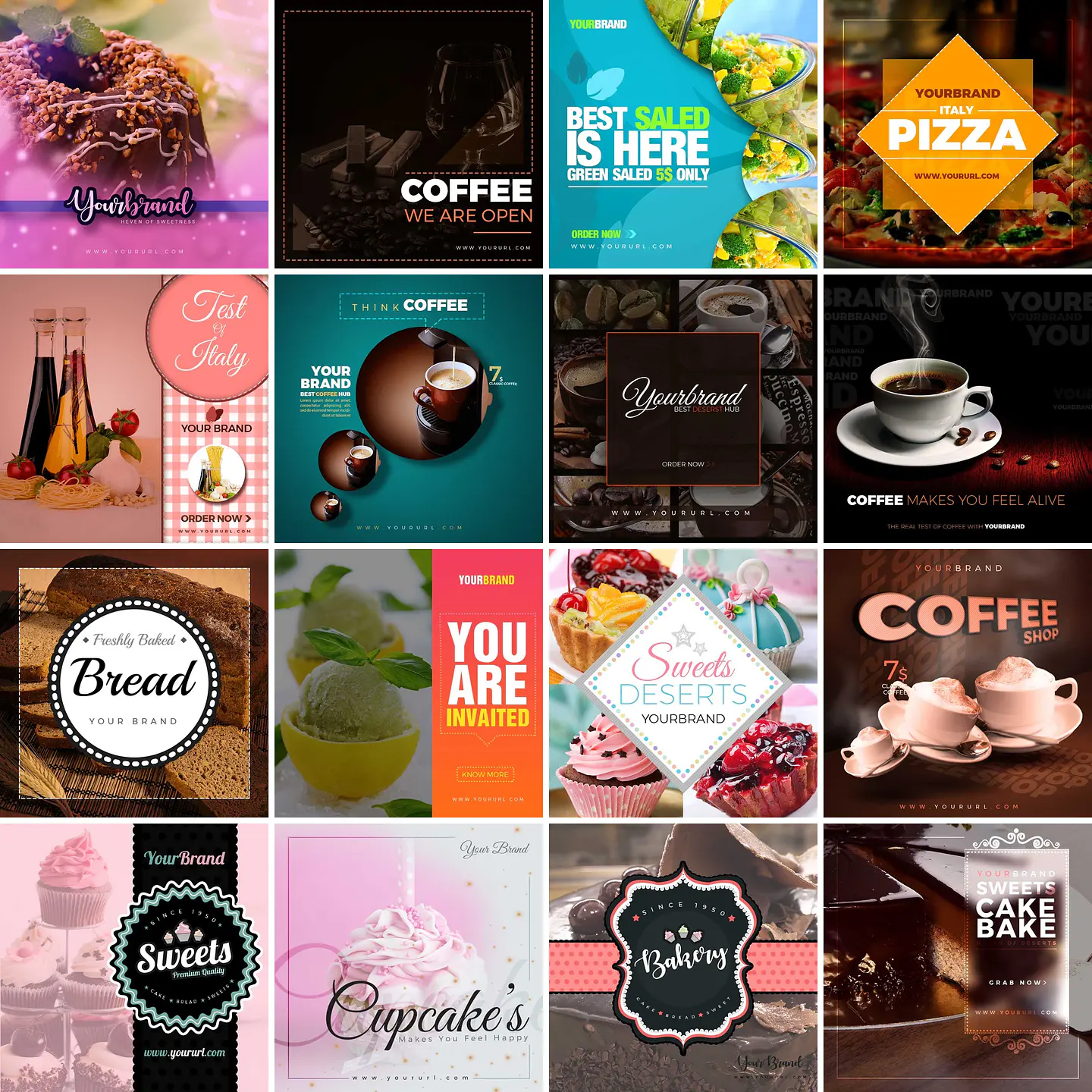 45 Artes Mídias Sociais Alimentos Comida Editáveis Photoshop 2