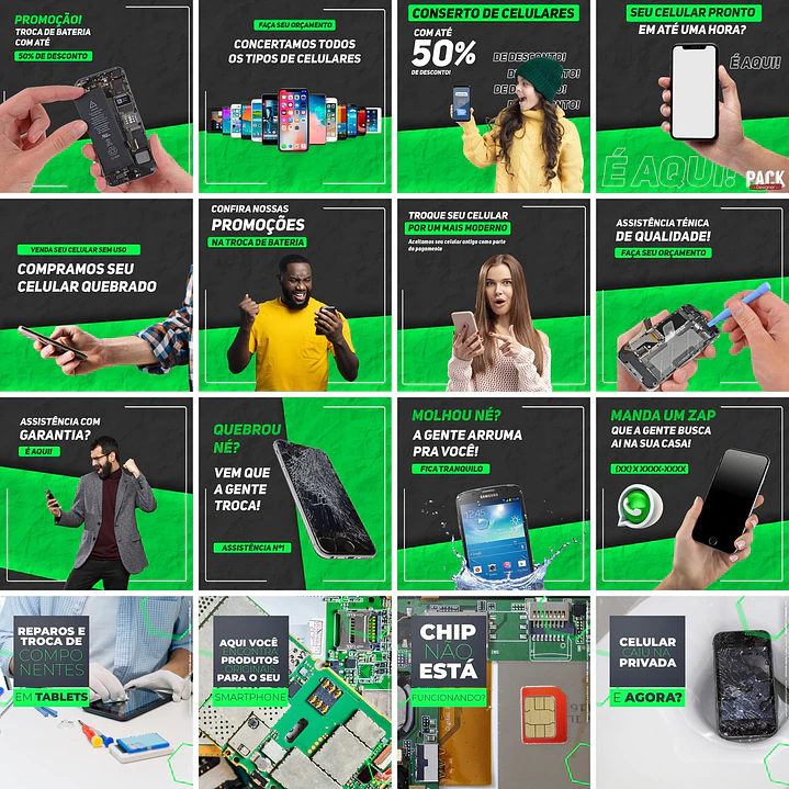 160 Artes Mídias Sociais Assistencia Tecnica Celular Editáveis Photoshop 2