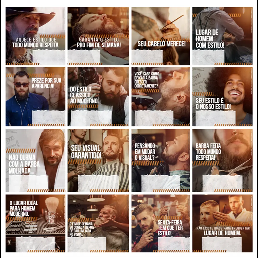 130 Artes Mídias Sociais Barbearia Cabeleireiro Editáveis Photoshop 2