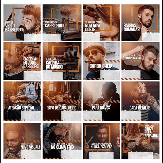 130 Artes Mídias Sociais Barbearia Cabeleireiro Editáveis Photoshop