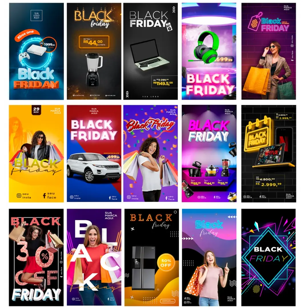 40 Artes Mídias Sociais Black Friday Editáveis Photoshop 2