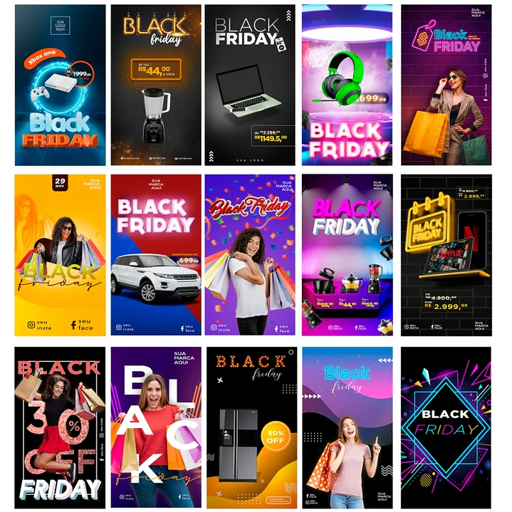 40 Artes Mídias Sociais Black Friday Editáveis Photoshop 2