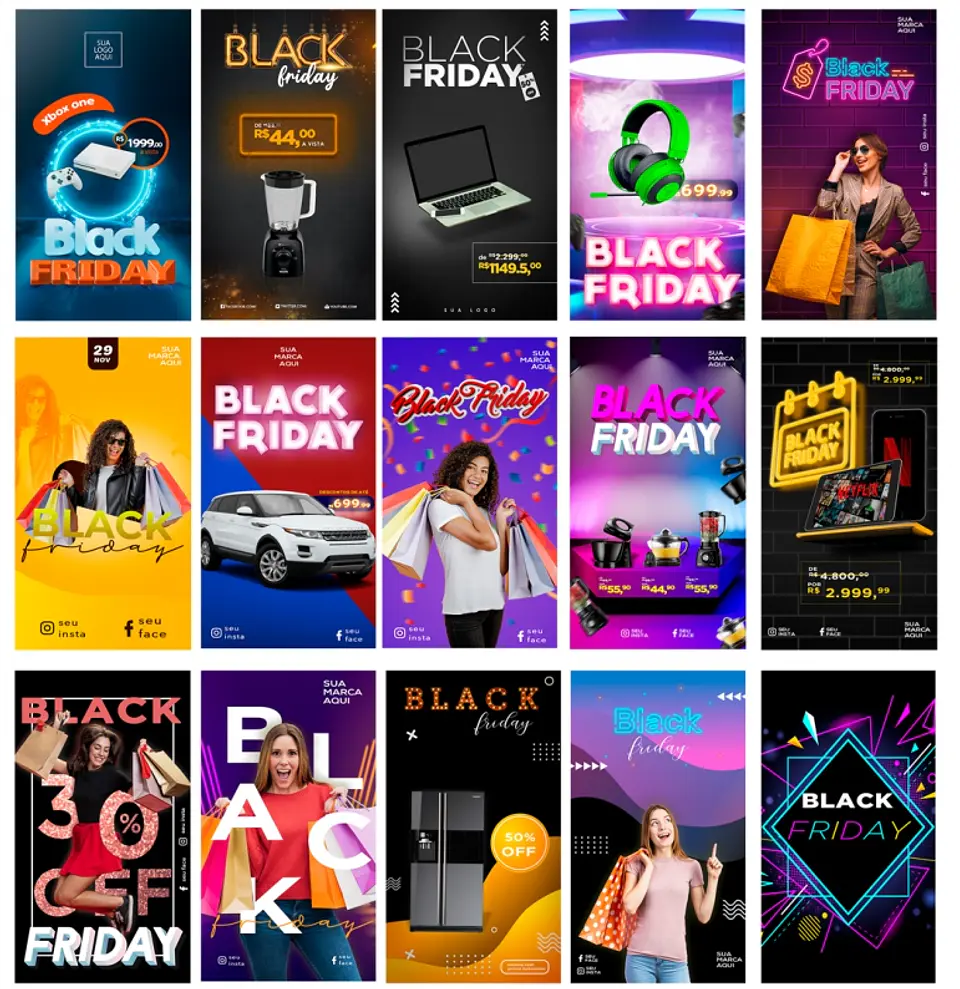 40 Artes Mídias Sociais Black Friday Editáveis Photoshop 2