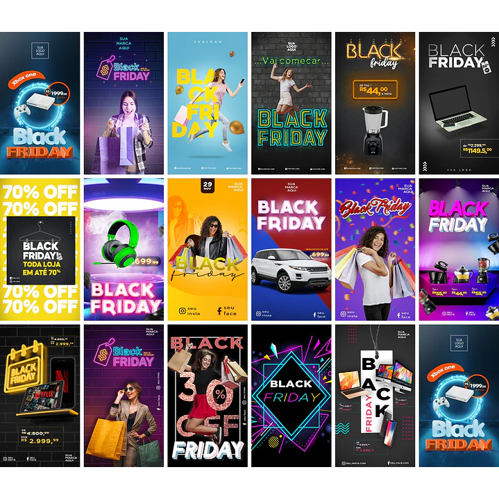 60 Artes Mídias Sociais Black Friday Editáveis Photoshop 3