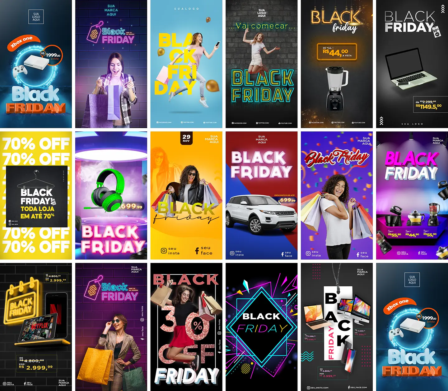 60 Artes Mídias Sociais Black Friday Editáveis Photoshop 3