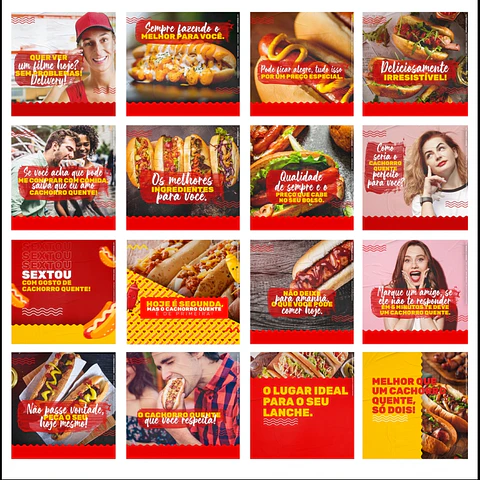 130 Artes Mídias Sociais Cachorro Quente Hot Dog Editáveis Photoshop
