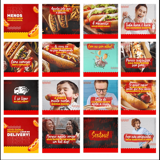 130 Artes Mídias Sociais Cachorro Quente Hot Dog Editáveis Photoshop