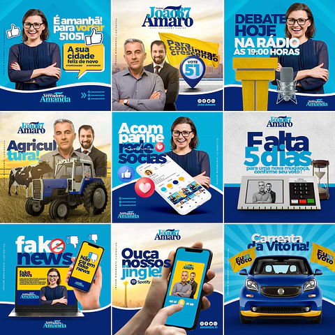 10 Artes Mídias Sociais Campanha Politica Eleitoral Editáveis Photoshop