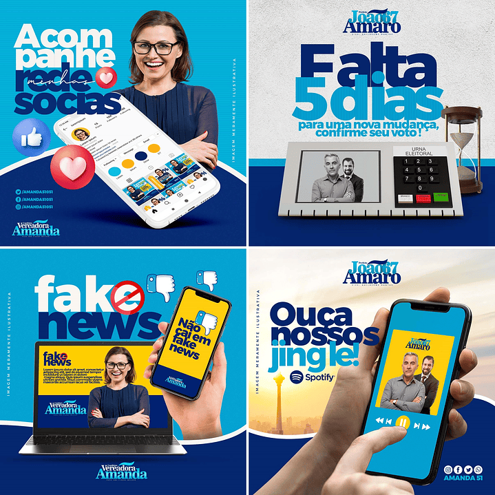 10 Artes Mídias Sociais Campanha Politica Eleitoral Editáveis Photoshop 2