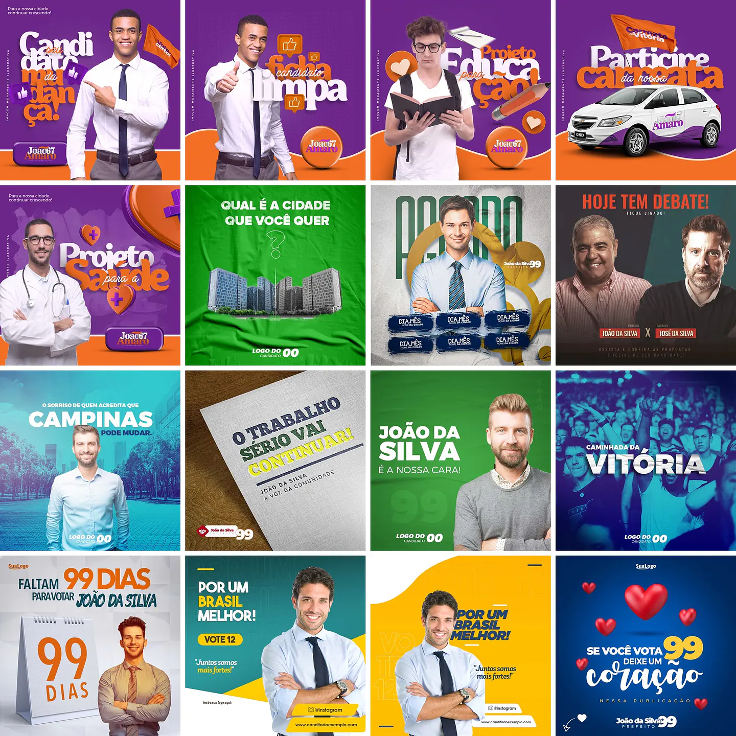 50 Artes Mídias Sociais Campanha Eleitoral Politica Editáveis Photoshop 1