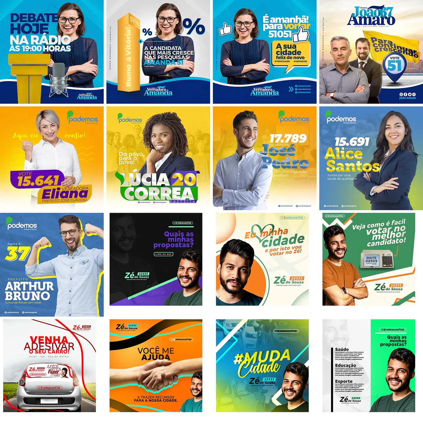 50 Artes Mídias Sociais Campanha Eleitoral Politica Editáveis Photoshop 2