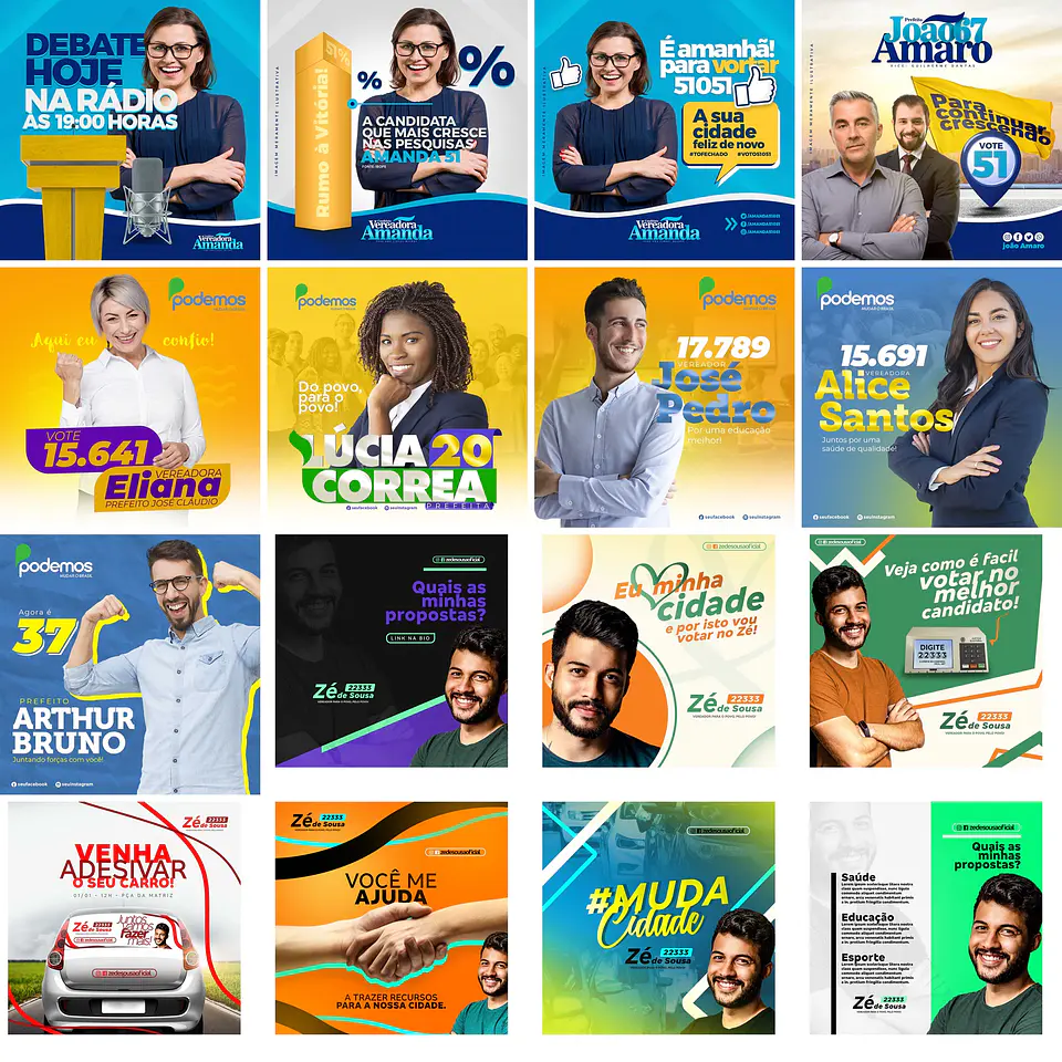 50 Artes Mídias Sociais Campanha Eleitoral Politica Editáveis Photoshop 2