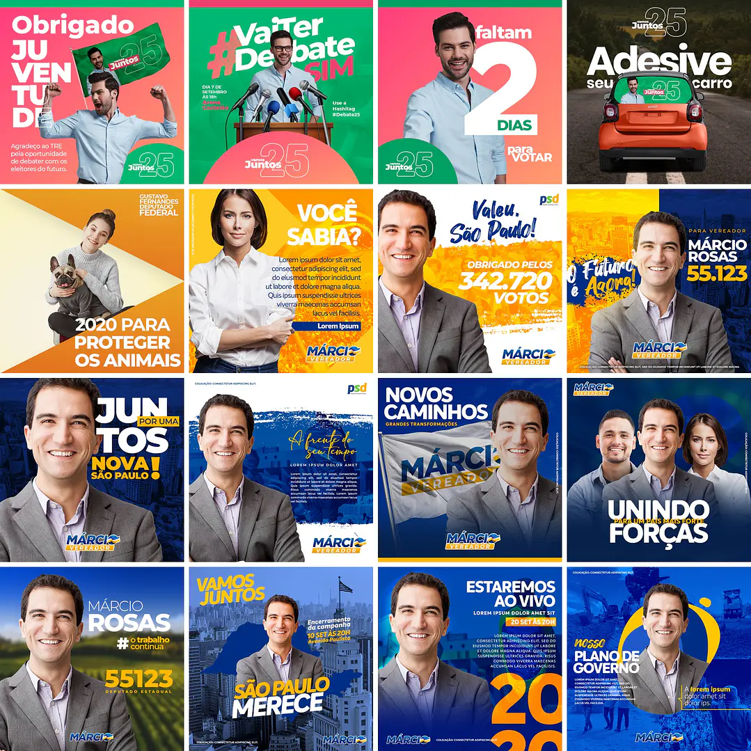 70 Artes Mídias Sociais Campanha Politica Eleitoral Editáveis Photoshop 2