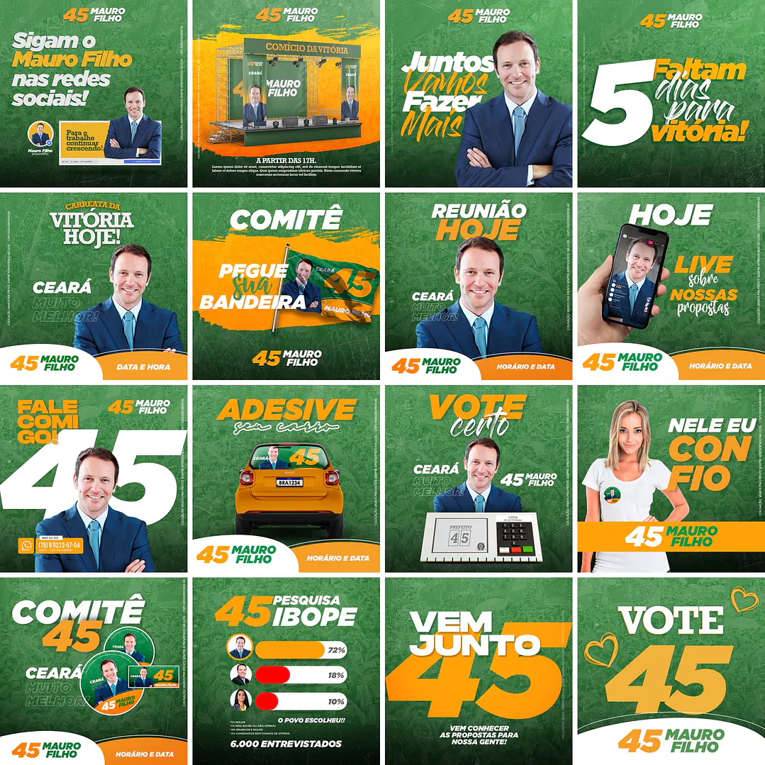 80 Artes Mídias Sociais Campanha Politica Eleitoral Editáveis Photoshop 1