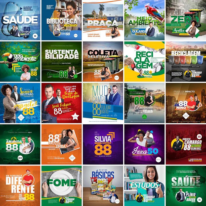 100 Artes Mídias Sociais Campanha Politica Eleitoral Editáveis Photoshop 2