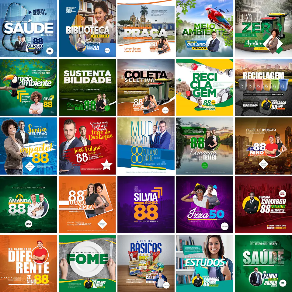100 Artes Mídias Sociais Campanha Politica Eleitoral Editáveis Photoshop 2