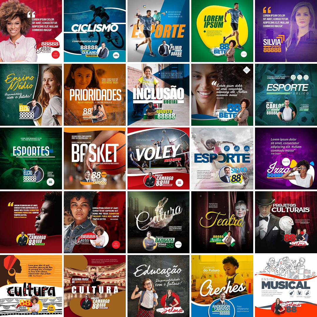 100 Artes Mídias Sociais Campanha Politica Eleitoral Editáveis Photoshop 3