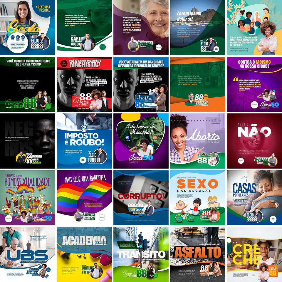 100 Artes Mídias Sociais Campanha Politica Eleitoral Editáveis Photoshop 4