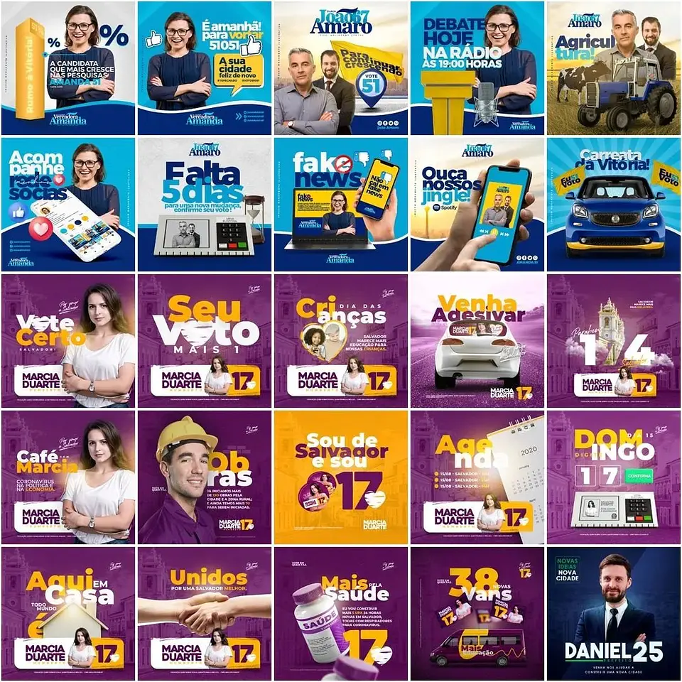 180 Artes Mídias Sociais Campanha Politica Eleitoral Editáveis Photoshop 1